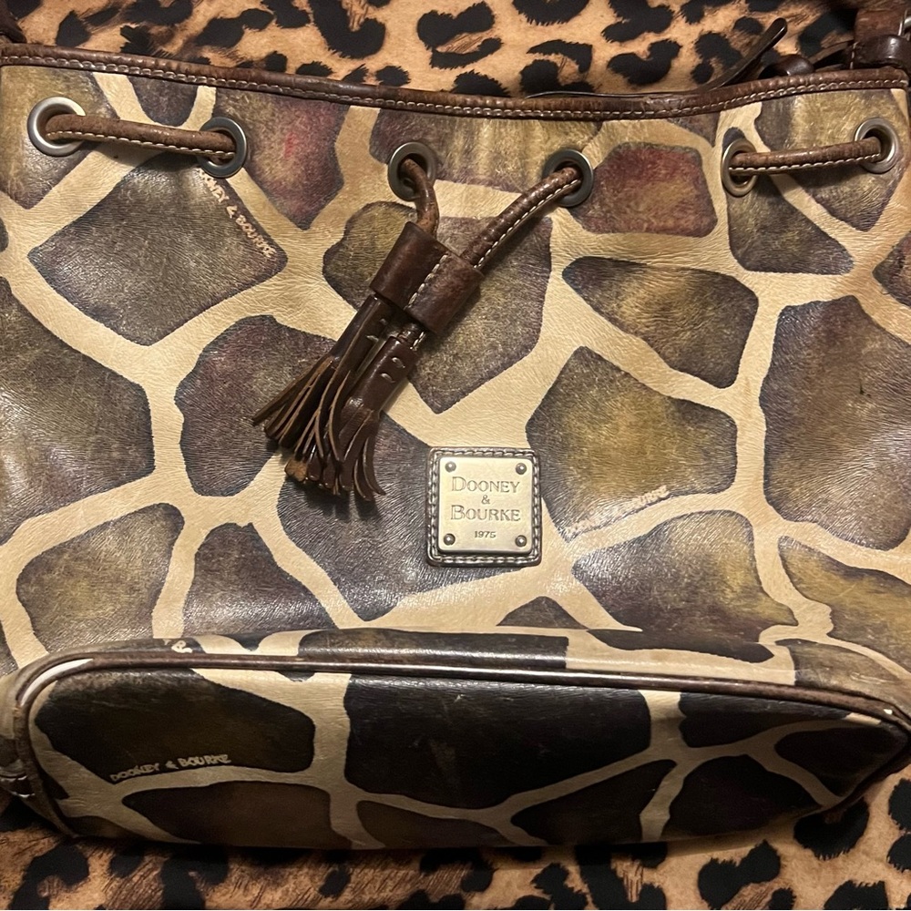 Dooney & Bourke Tan Brown Giraffe Print Shoulder Bag